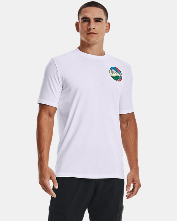 男士Curry籃球圖案T恤 in White image number 0